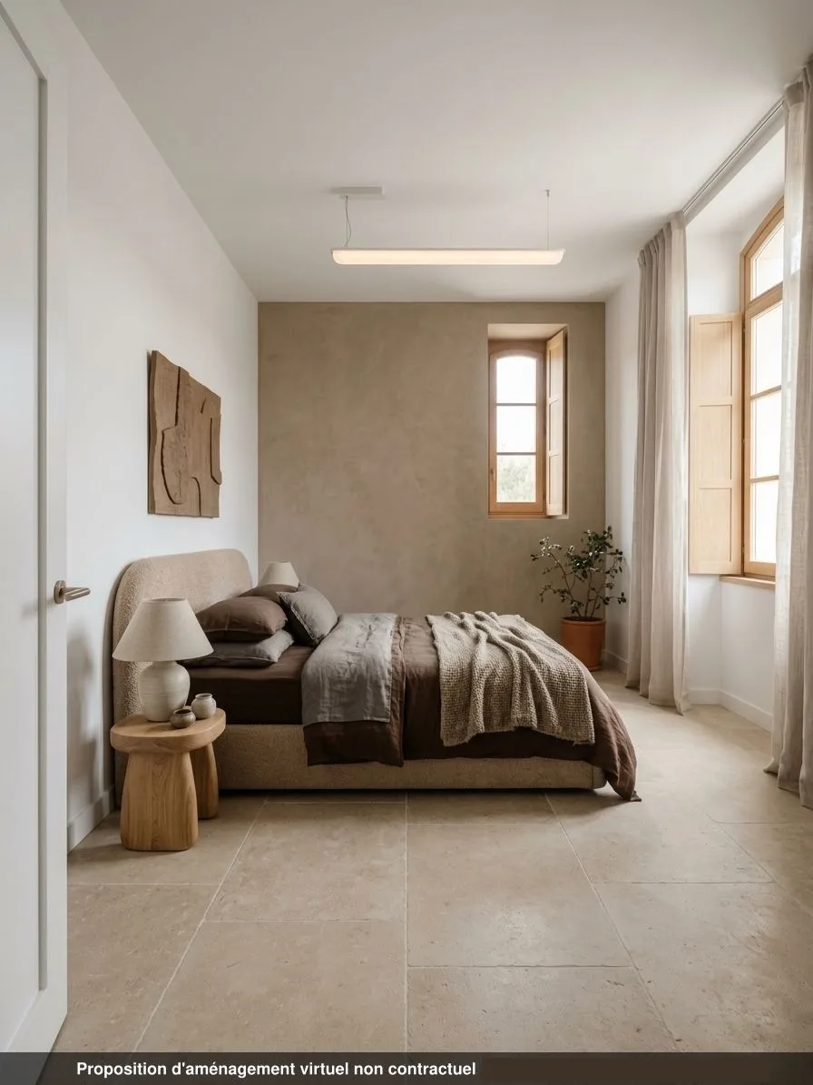 Chambre 2, carrelage beige du lot 0.06