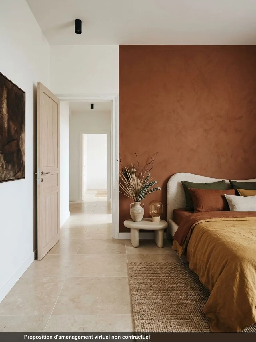 Chambre du lot 1.02, carrelage beige