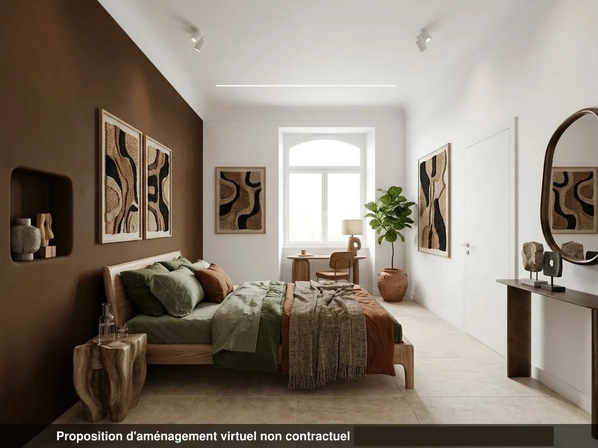 Chambre du lot 0.05, ambiance contemporaine, carrelage beige