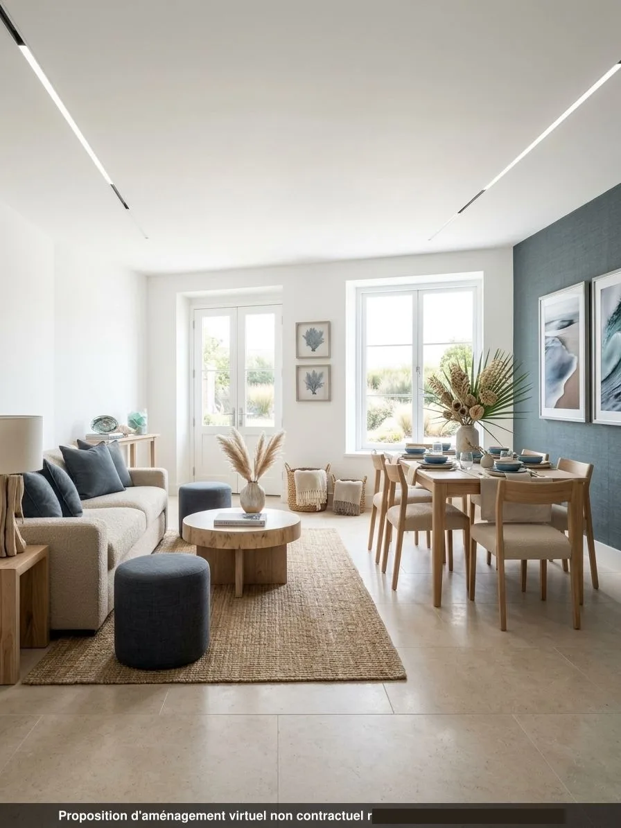 Salon bord de mer, carrelage beige — lot 0.08